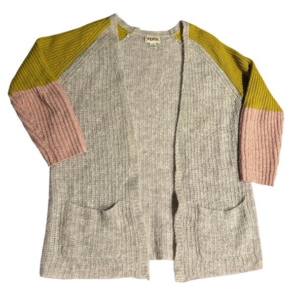 ANTHROPOLOGIE Pepin Colorblock Wool Alpaca Blend Sweater Cardigan Womens Small - Picture 1 of 6